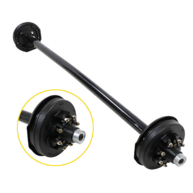 Electric Braked Trailer Axle Kit 50mm Round Trailer Axle Shaft With 8X5.5"bolt Pattern Straight Trailer Axle With Electric Brake